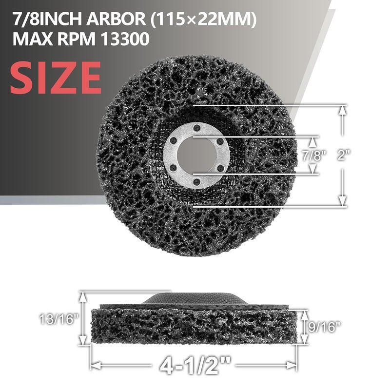 Vantego Paint Stripper Discs 4-1/2" 5-Pack for Angle Grinder Rust and Paint Removal Wheels for Metal and Wood – Black, Efficient Sanding & Grinding - Image 2
